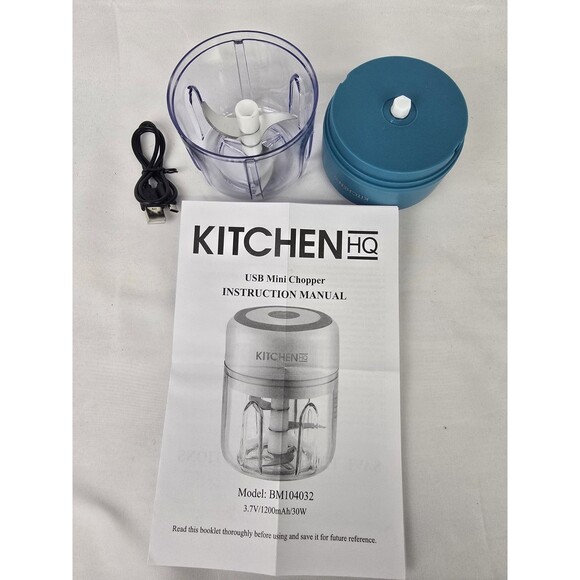 New Kitchen HQ USB Mini Chopper, Color Turquoise - Picture 2 of 3
